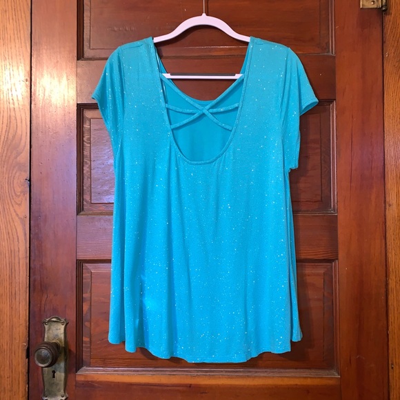 Jennifer Lopez Blue Sparkle Top Women’s Sz XL - Picture 2 of 5